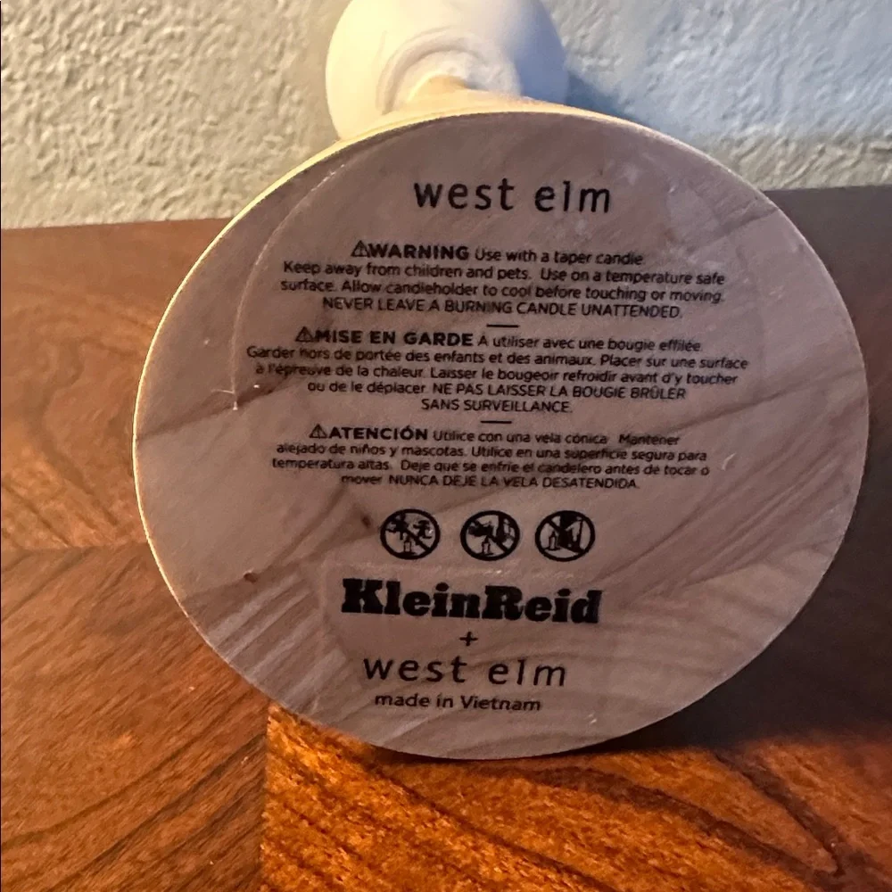 West Elm & Kleinreid White and Natural Wood Candle Holder
